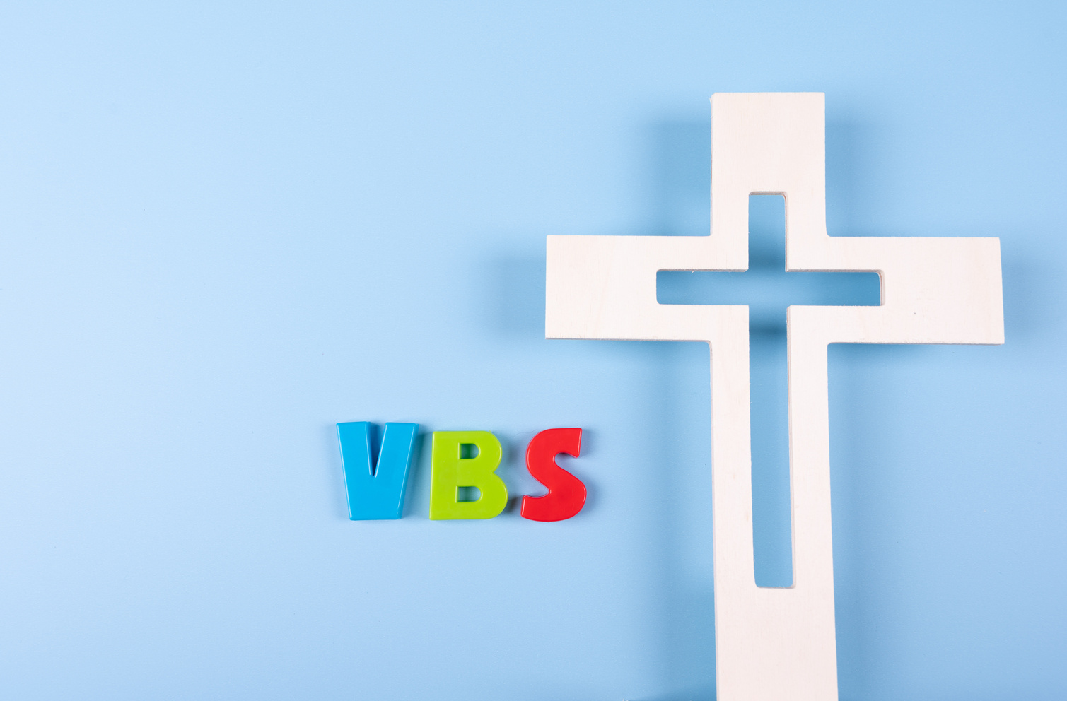 White Wooden Cross with VBS Letters 